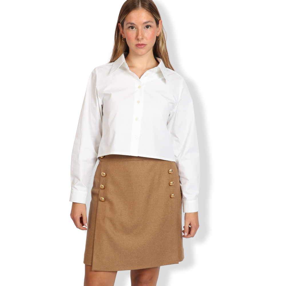 Elegant 2-in-1 Skirt Made of Virgin Wool in Camel